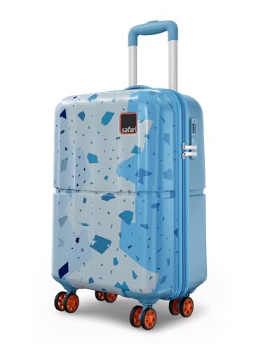 Image of Safari Tazzo 8 Wheels 55cm Cabin Size Trolley Bag, Hard Case Polycarbonate, 360º Wheeling Small Carry-on Luggage, Suitcase for Travel, Trolley Bags for Travel, Printed