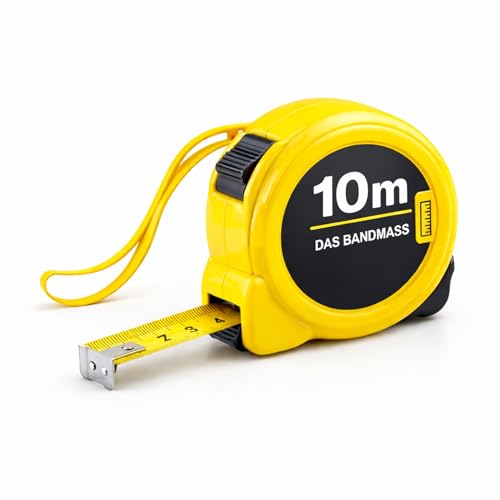 Premium Bandmaß 10 Meter mit Halterung - robustes Maßband & Bandmass zum präzisen Messen mit Feststeller - Rollmassband & Massband mit Aufrollsystem
