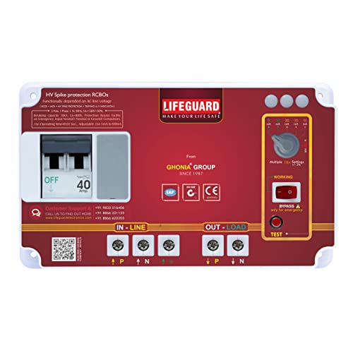 Image of Lifeguard DPVL 40A Single Phase 2 Pole Advance Circuit Breaker | Over Voltage Protection & Adjustable Earth Leakage Protection | Tripping Siren With LED Light | ABS Body