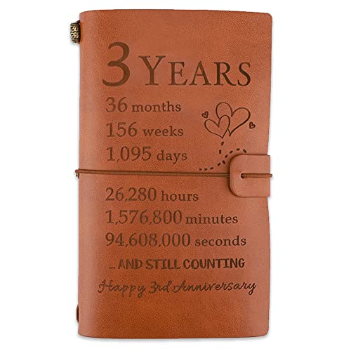 3 Years Anniversary Leather Journal - 3 Years Leather Anniversary Gift for him, Husband,...