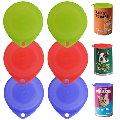 Armo 6 x Leakproof Plastic Can Lids For Can Tins Silicone Tin Covers For Food Storage Reusable Can Cover Fit For All Cans Pet Food Soups Beans Canned Airtight Food Covers Pack Of 6