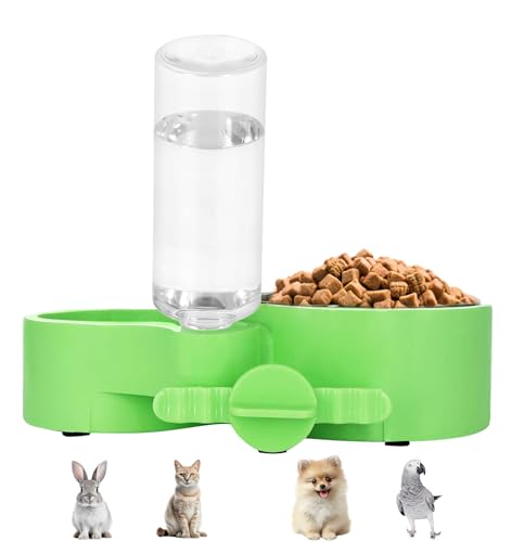 Basic Bowls with Water Dispenser for Puppy,Crate Water Bowl for Pet Supplies,Cage Hanging & Standing Dog Bowls Feeding & Watering Supplies for Small Dogs,Cat,Rabbit，Piggy, Parrot, Guinea Pig (Green)