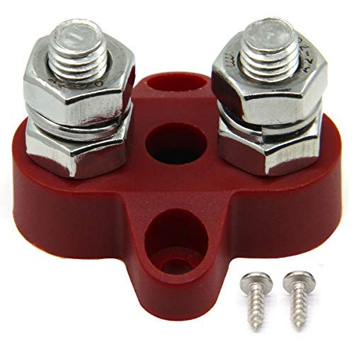 RKURCK M8 (5/16 pulgadas) de doble servicio pesado terminal perno de alimentación y bloque de conexión de tierra (rojo) Cover
