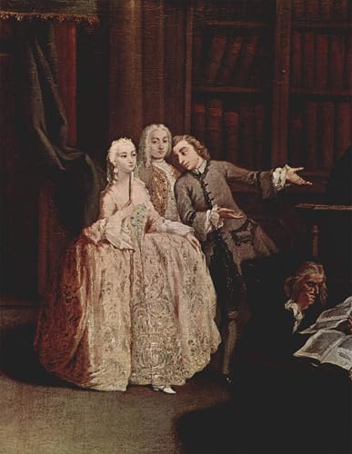 Affiche Pietro Longhi Visite à la Bibliothèque impression sur toile déco salon 60x90cm