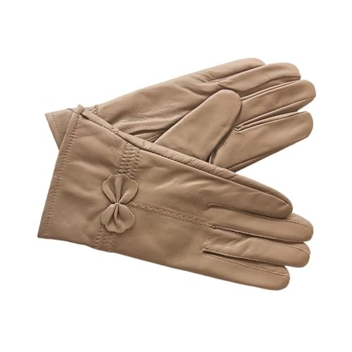 Gants pour dames en laine à la mode teinte Dark Khaki au design raffiné