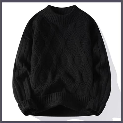 DFHBFG Underlay Sweater for Men's Autumn and Winter Twisted Yarn Sweater for Teenagers Lazy Knitted sweatera2