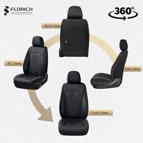 Image of FLORICH Leather Cars Seat Covers Automotive Seat Cover Front Pair Waterproof Seat Covers for Car Vehicle Seat Cushion Protector Universal Fit for Most Cars Trucks SUVs, Black