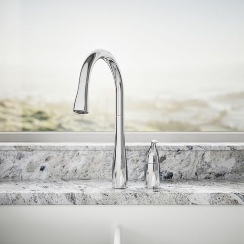 Image of KOHLER 647-CP K-647-CP Simplice Pull Down Kitchen Faucet, 2-Spray Faucet, Kitchen Sink Faucet with Pull Down Sprayer, Polished Chrome
