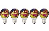 GE Lighting 46645 Party Light 25-Watt Stained Glass A19 Light Bulb, 5-Pack