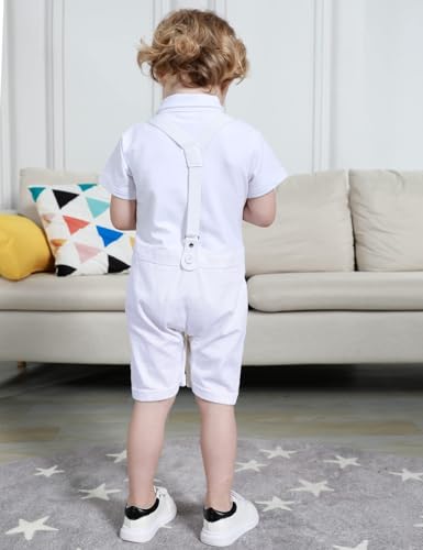 Image of A&J DESIGN 4pcs Baby Boys Suit, Gentleman Outfits 3 Months - 18 Months, Romper & Vest & Berets Hat & Bow Tie