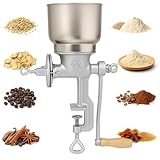 Manual Grain Grinder for Home Use, Heavy Duty Cast Iron Hand Crank Mill with Clamp Base, Adjustable Grinding Coarseness for Corn, Coffee, Wheat, Rice, Pepper, Nuts