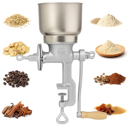 Manual Grain Grinder for Home Use, Heavy Duty Cast Iron