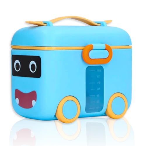 Image of Adore Silicone Tuk Tuk Baby Milk Powder Container, Formula Storage And Milk Powder Dispenser Box (180 Gm, Blue)