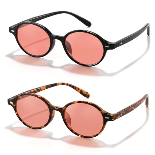 ZIHVEUC 2 Pack FL Fluorescent 41 Tinted Migraine Glasses Light Sensitivity Reading Glasses Indoor/Outdoor Photophobia Reader(Black+Tortoise,0.00)
