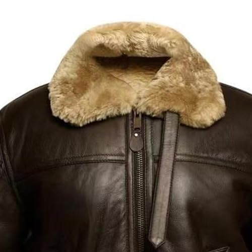 Mens Lapel Faux Fur Collar Thicken Bomber Overcoat Vintage Thicken Fuzzy Leather Jacket Winter Warm Coat4
