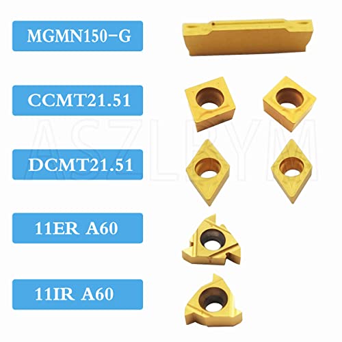 Aszlbym 3/8" 10Mm Shank Indexable Carbide Lathe Turning Tool Holder Set Cutting Tools For Turning Grooving Threading Boring Bar With Carbide Turning Insert Mgmn150-G Ccmt21.51 Dcmt21.51 11Er 11Ir #TOP5
