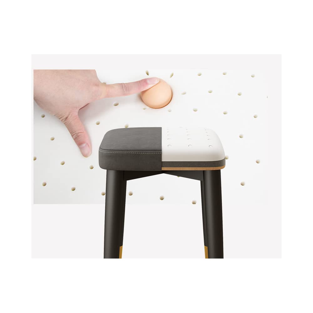Balama Tabouret en métal noir, gris et doré, empilable, rembourré, 45 x 31 x 31 cm, avec patins réglables et cuir synthétique robuste