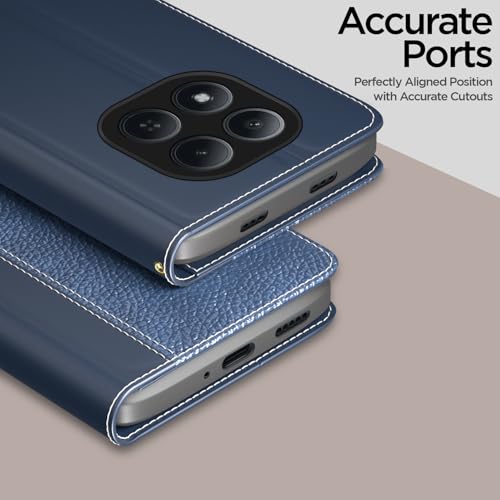 Image of Outlouders Flip Cover for Redmi Note 15 Pro 5G | Leather Finish | Wallet Stand and Shock Proof | Complete Protection Flip Case (Blue)