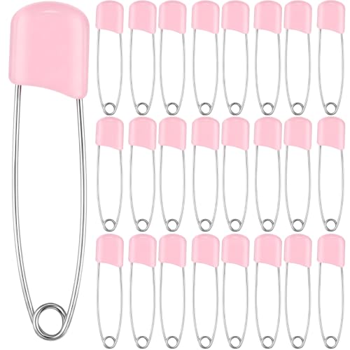 WILLBOND 50 Pcs Large Safety Pins for Clothes,with Bag, Light Pink