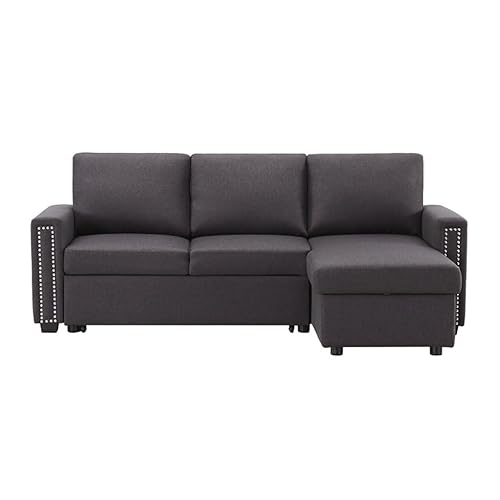 83" Pull Out Sleeper Sofa Reversible L-Shape 3 Seat Sectional
