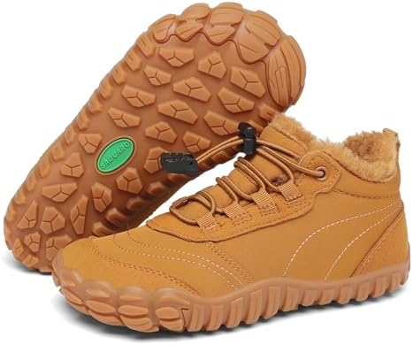 SAGUARO Kinder Winter Barfußschuhe Winterschuhe Warme Gefüttert Wanderschuhe Leicht rutschfest Winterstiefel,Gr.26-36