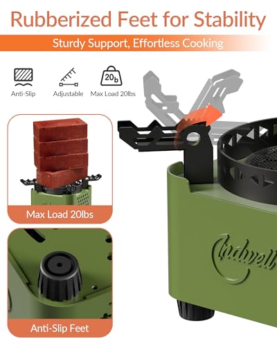 Indwell Camping Stove with Infrared Burner, Single Burner Propane Stove Ultra-Thin Design Adjustable Flame Control Wind-Resistant Portable Gas Cooker for Camping Hiking Outdoor Cooking - Image 5