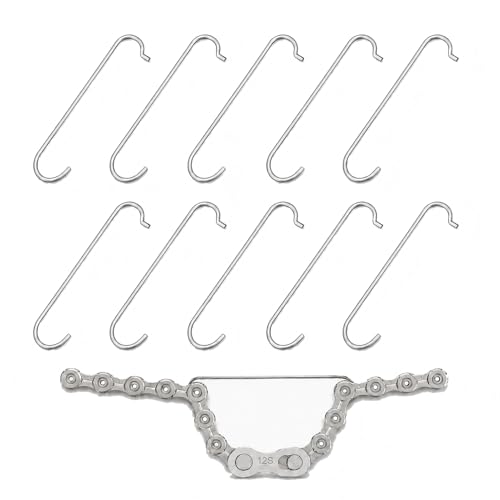 Terraxis 10 Piezas Ganchos para Cadena de Bicicleta en Acero Inoxidable, Soporte de Cadena, Herramienta de Reparación y Montaje para Cadena Bicicleta, MTB Carretera Ciudad Trekking E-Bike, Plata