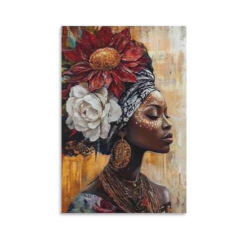 Portrait femme africaine 50x75cm toile murale DHBANEIOK décor salon
