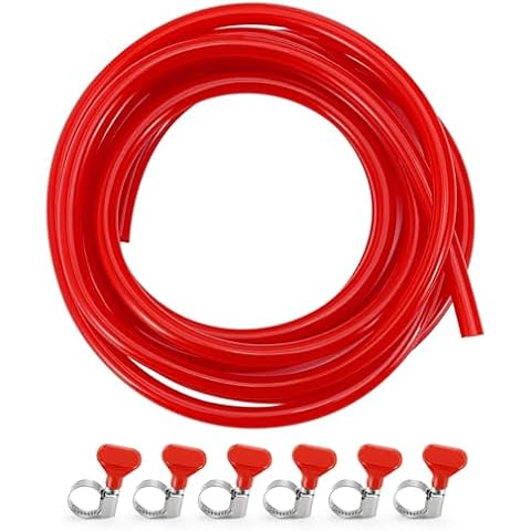 15FT-HGKEKE Beer CO2 Gas Line Kit Homebrew Brewing Gas Tubing Keg Gas Line PVC CO2 Tubing for Kegerator 5/16 CO2 Line Draft Beer Red CO2 Hose Kit with Hose Clamps. Cover