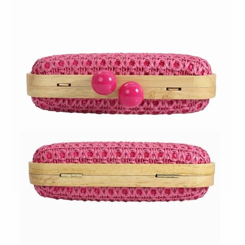 Image of Women Straw Clutch Purse Handwoven Summer Evening Bag Beach Straw Handbag Wedding Party Clutch Bag Wicker Purse