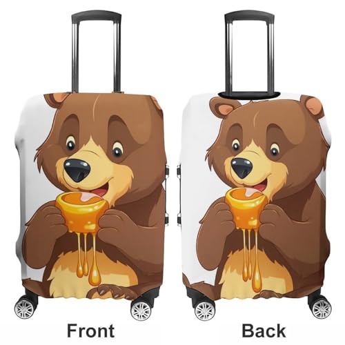 Bear Eating Luggage Cover Personalization Suitcase Covers Protector Elastic Washable Baggage Cover Anti-Scratch For Traveling, Aircraft Consignment XL3