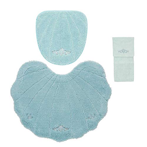 トイレタリー3点セットB ルソンドラメール(トイレマット・フタカバー・ホルダーカバー)ブルー