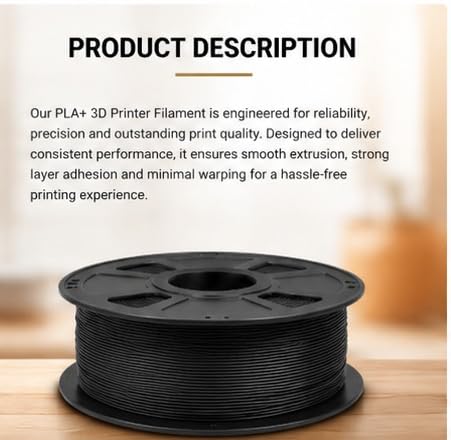 Image of PLA 3D Printer Filament 1.75mm, 1kg Spool (2.2 lbs) - UV /Heat /Weather Resistant, Strong Layer Bonding, Smooth Printing, Low Odor, Outdoor Functional Prototypes, FDM Compatible (Black, 200 Gram)