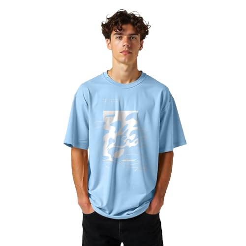 Image of NOBERO Men's Cotton Graphic Print Oversized Fit T-Shirt