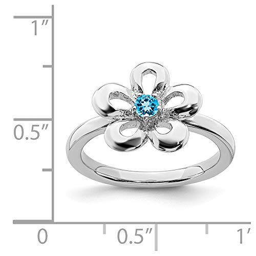 Solid 925 Sterling Silver Stackable Blue Topaz Flower Ring Eternity Band Size 10 #TOP4