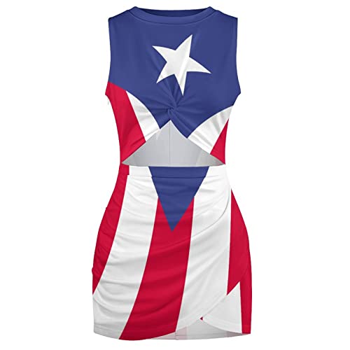 Elegant Casual Skirt Puerto Rico Flag Girls Summer Sunny Beach Dress S4