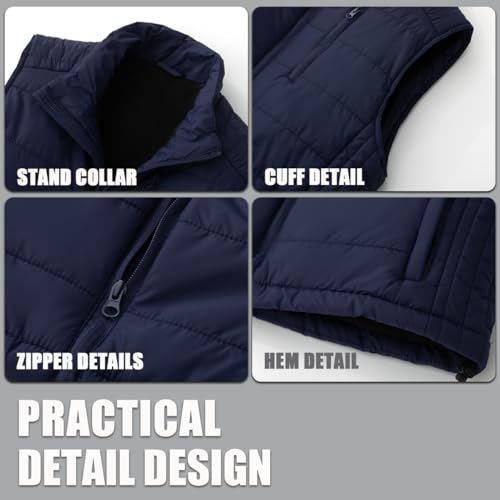 Image of Msmsse Men's Outerwear Vests Winter Quilted Padded Vest Gilet Stand Collar Warm Puffer Vest