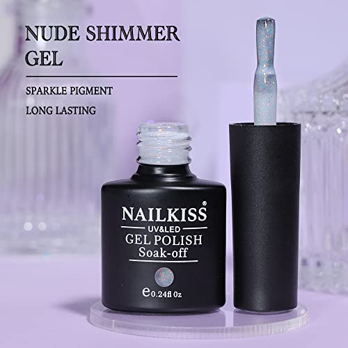 Nailkiss Nude Gel Polish Rainbow Glitter Shimmer Pigment Jelly Gel Nail Polish For Home Salon Nail Art (Ms-002) #TOP4