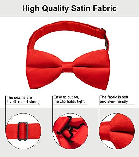 Image of YourTies Bow Ties for Men Pretied Bowties Solid Color Satin Bow Tie Formal Business Tuxedo Wedding Party Prom