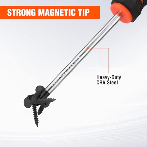 ValueMax 6-Piece Magnetic Screwdriver Set, 3 Phillips and 3 Flat Tip Screwdrivers, Non-slip Handle Screw Driver Set Kit - Image 3