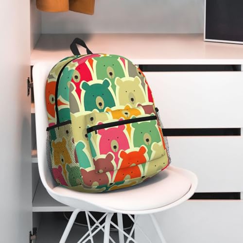 Sac à dos léger ordinateur portable à motif ours colorés décontracté - 7