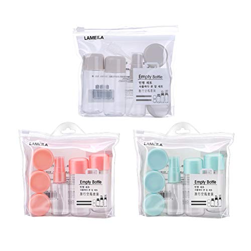 Lurrose Conjunto de frascos de maquiagem de viagem 8 peças Kit de garrafa vazia portátil Conjunto de