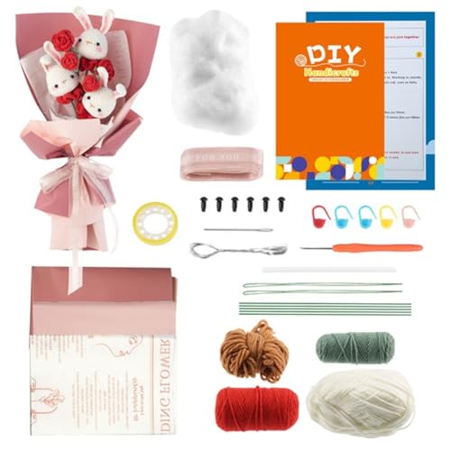 Bloepum Flower Bouquet Crochet Kit for Adults & Beginners, Includes Crochet Accessories and Step-by-Step Manua M33 Style