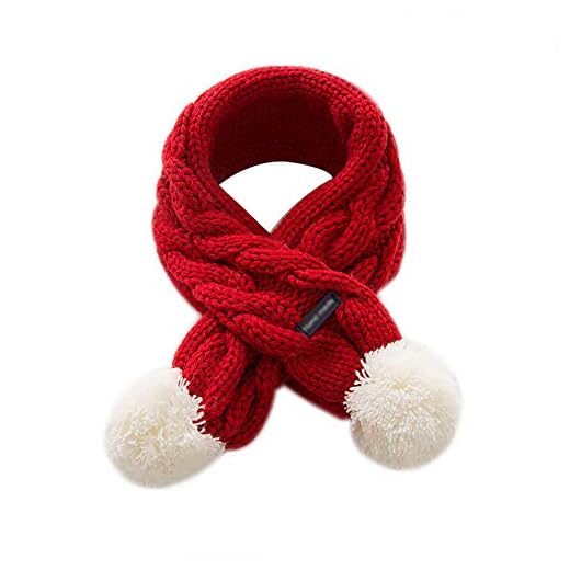 Topdo Bufanda de Lana Cruzar con Bufanda Caliente de Las Bebe Niño Niña Espesar Primavera Invierno Color Sólido Cómodo Infantil Bufanda 1 Pieza 68 * 8.5cm Rojo