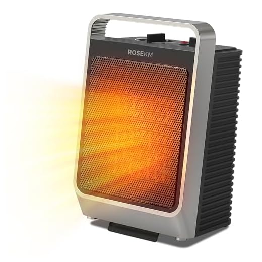 ROSEKM Space Heaters for Indoor Use, 1500W Portable Electric Heater with Thermostat, Ceramic Heater for Room Bedroom Office Under Desk with 3 Heating Levels, Safe Tip-Over Protection