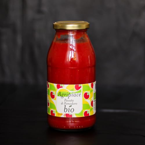 Agripiace Passata de Tomate Orgánico, 500g, Botella de Cristal, Origen Módena