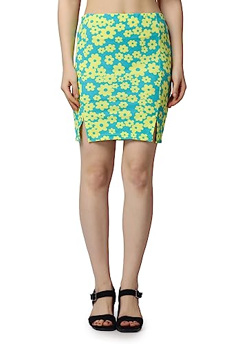 Image of POPWINGS Women Casual Pencil Slit Printed Skirt for Women | Summer Skirt for Women | Concert Slit Short Skit for Women