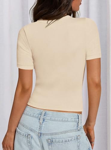 PRETTYGARDEN Women 2025 Summer Crew Neck Short Sleeve Tops Ribbed Knit Slim Fit Fashion Basic Tee Shirts Casual Going Out Top2