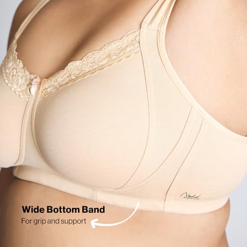 Nykd (NYB190) Cotton Non Padded & Non Wired Everyday Lace Bra for Women | Full Coverage Bra with Super Soft Wide & Thick Straps