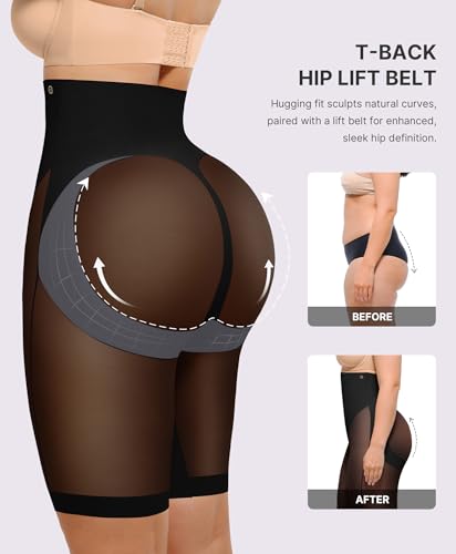 SHAPELLX Butt Lifting Shapewear for Women Tummy Control Body Shaper Faja Shorts High Waisted Girdle Mesh Compression Panties2